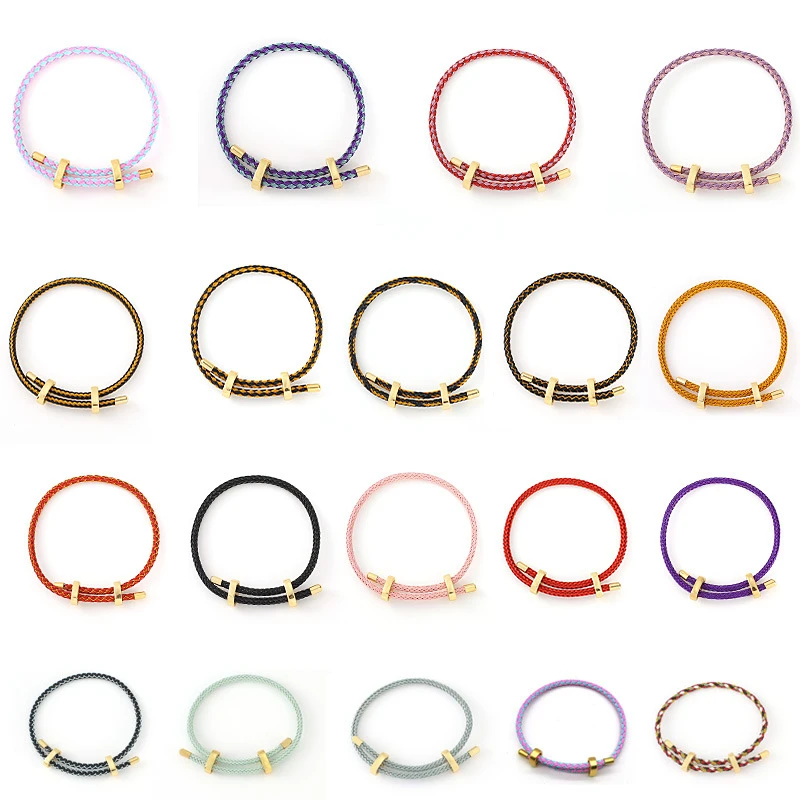 Woven Colorful Rope Bracelet Accessories Octagonal Copper Buckle Steel Wire Rope Bracelet Adjustable Bracelet with Jewelry Gifts