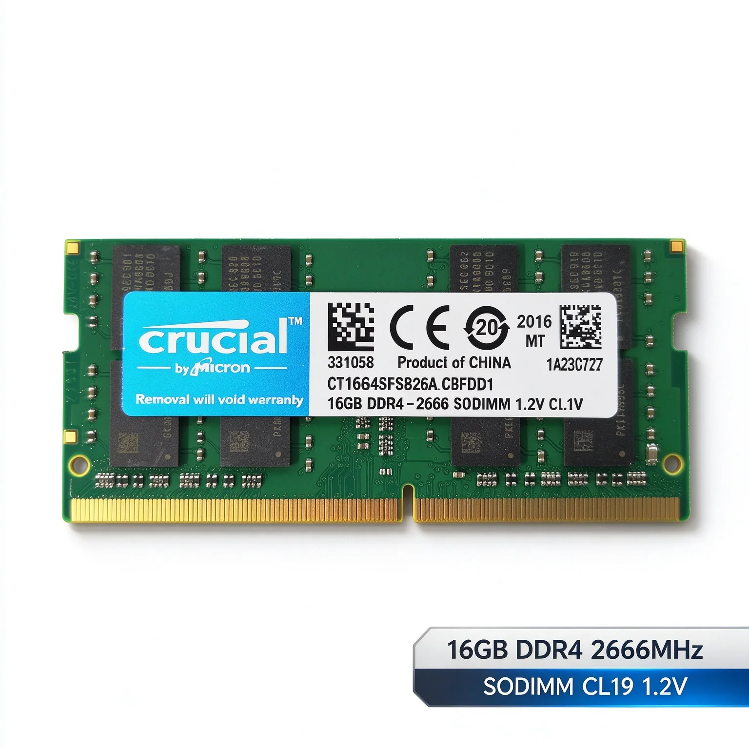 Crucial DDR4 16GB 3200MHz 2666MHz 2400MHz Laptop RAM PC4-25600 260-Pin 1.2V SODIMM Non-ECC Memory for Intel AMD Notebook Upgrade