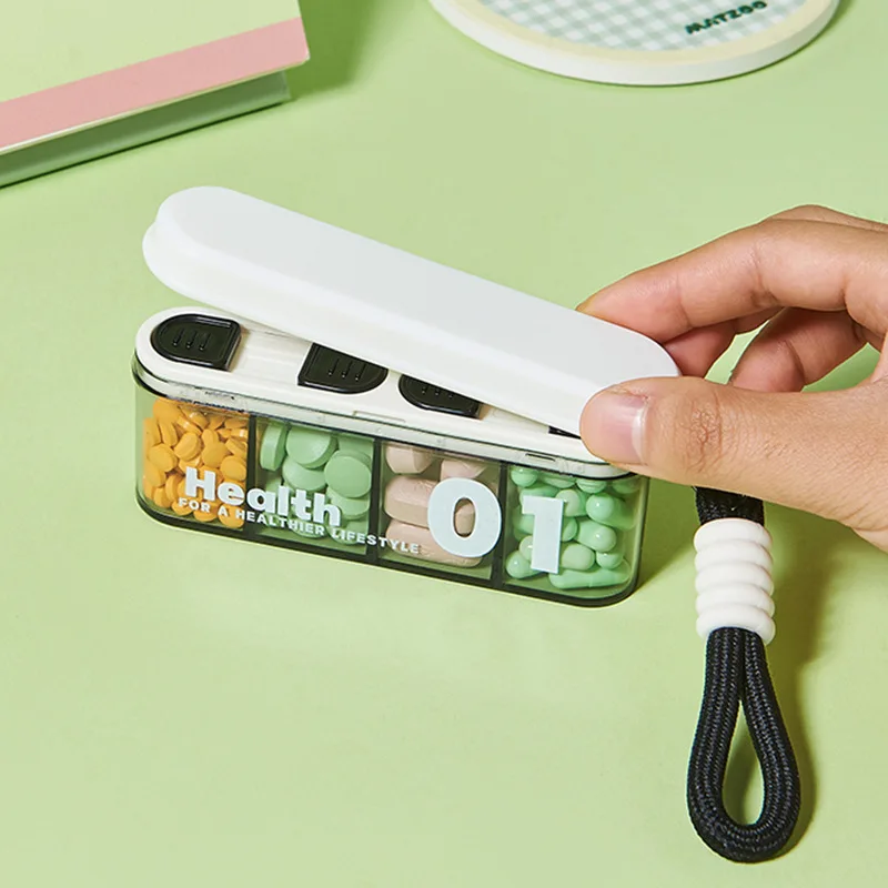 

Large Capacity Multi-function Four-grid Long Medicine Box, Medicine Sub-packaging Storage Box, Mini Medicine Bottle