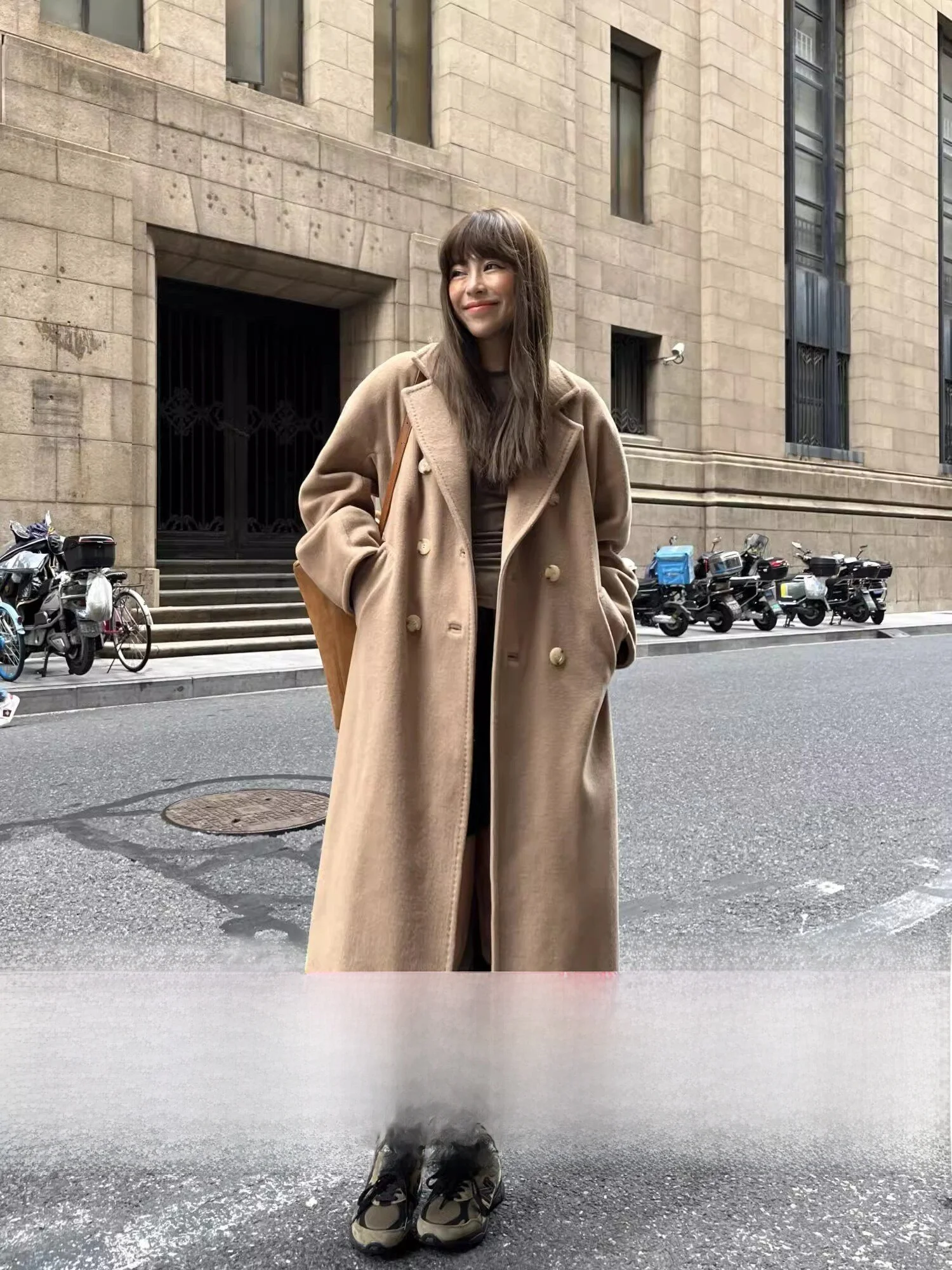 

Женское шерстяное пальто из 100% шерсти, осенне-зимнее, твидовое, с воротником-стойкой, средней длины, в стиле кэжуал, премиум-класса