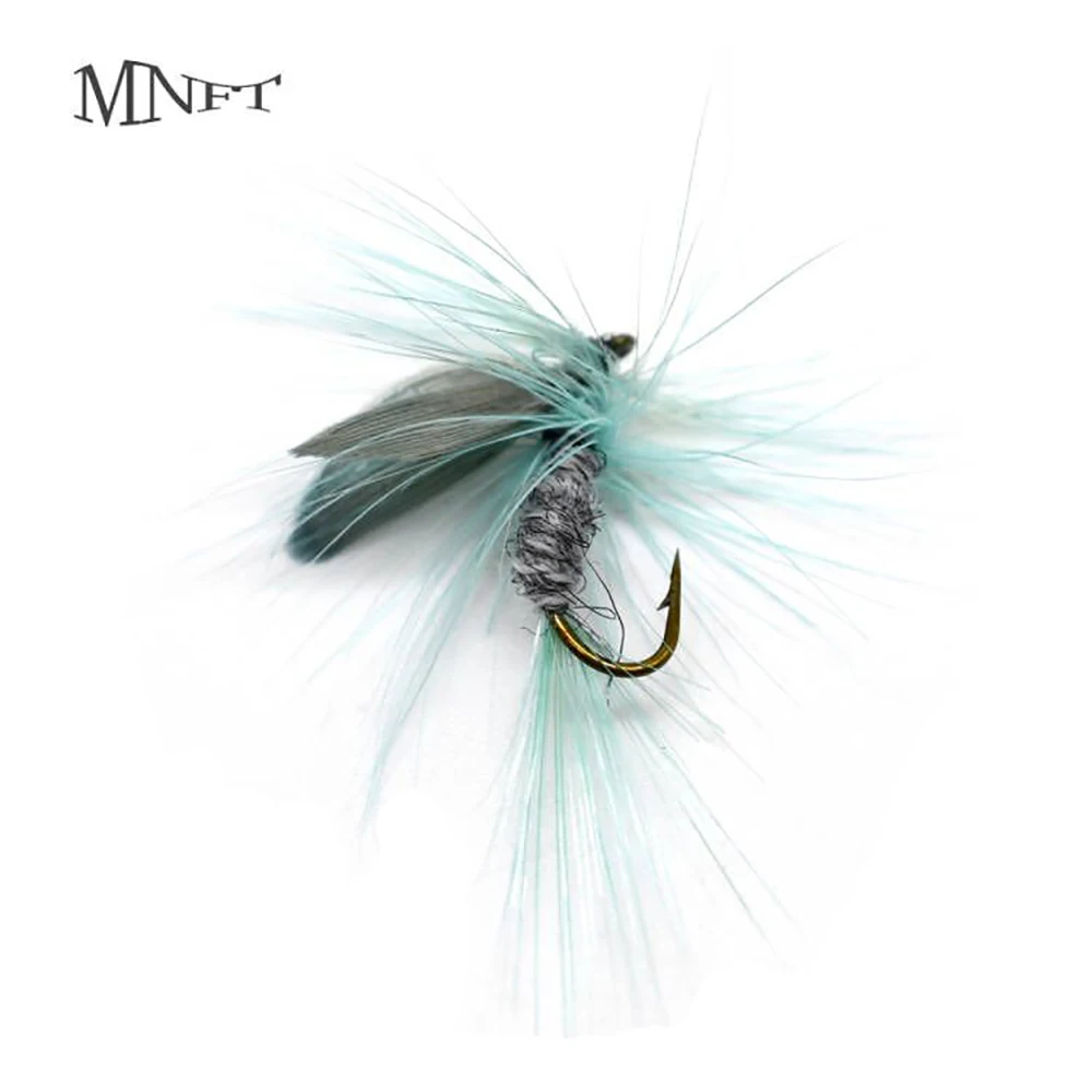 MNFT 10PCS Hooks 10# Grey Color Wing Fly Fishing Lure Artificial  Insect  Bait Fly Larvae Fishing For Trout