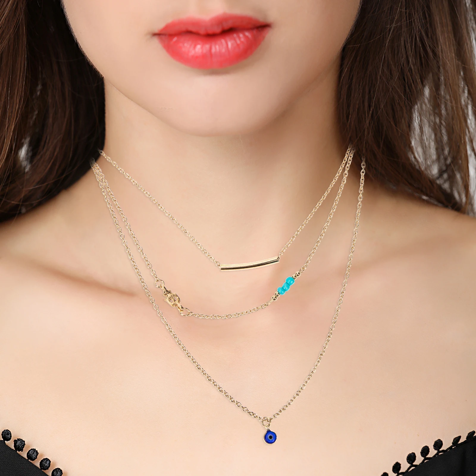 

Stylish Turquoise Necklace for Women Lightweight Alloy Jewelry Elegant Clavicle Chain Gift Bride Party Fashion Accessory