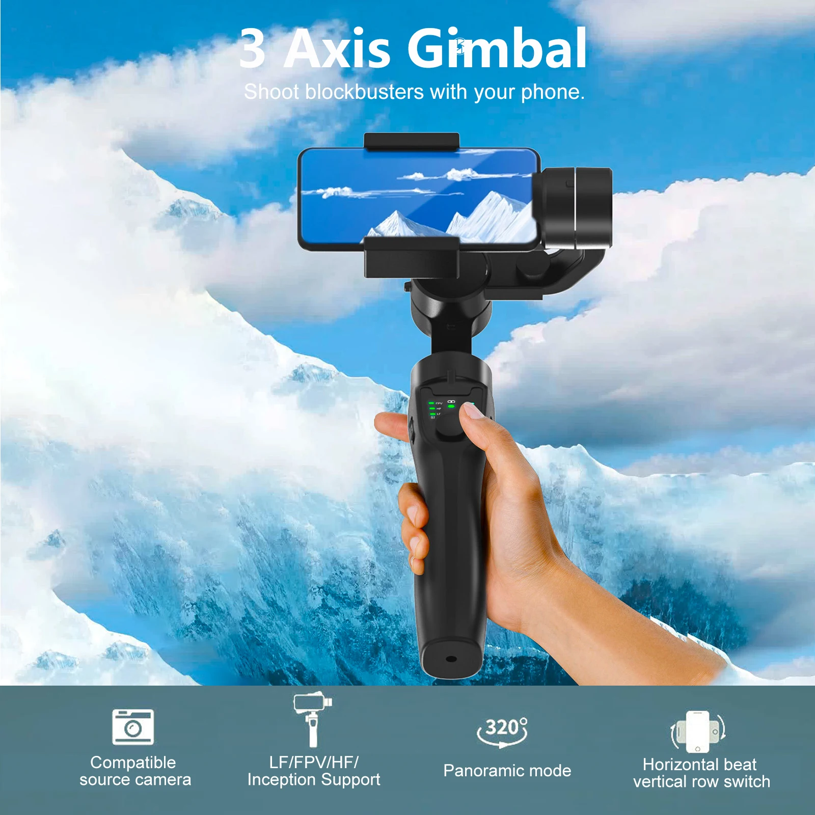 Smooth 3-Axis Handheld Gimbal Stabilizer Selfie Tripod for Smartphone with AI Smart Tracking for iPhone 13 12 PRO Android Xiaomi