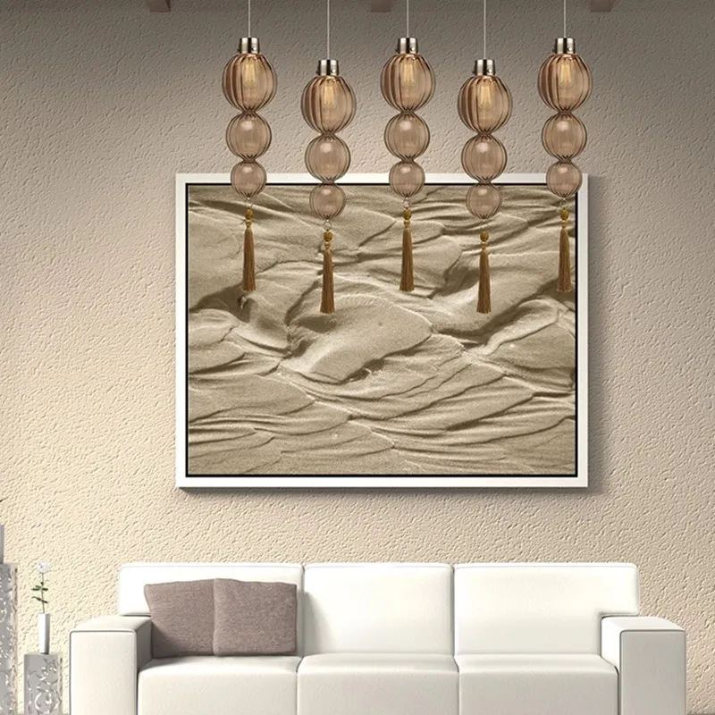 Chinese pendant Lamp Stained Glass lampshade Tassel vintage laterns Living Room Kitchen Bedside Lamp Indoor dining room lighting