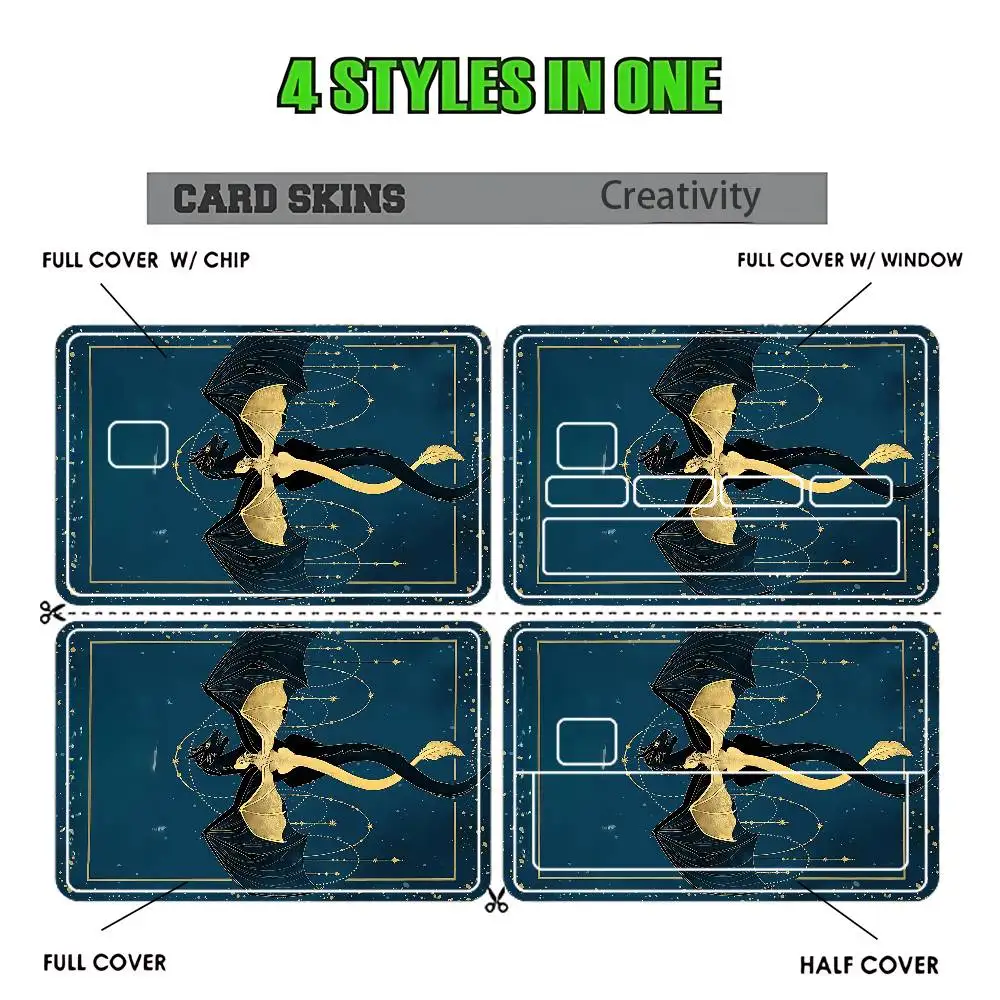 F-Fourth Wing Card Skin Sticker Fanart Card 54x85mm Custom Pattern Chip Cutout Full Wrap Half Cover Design