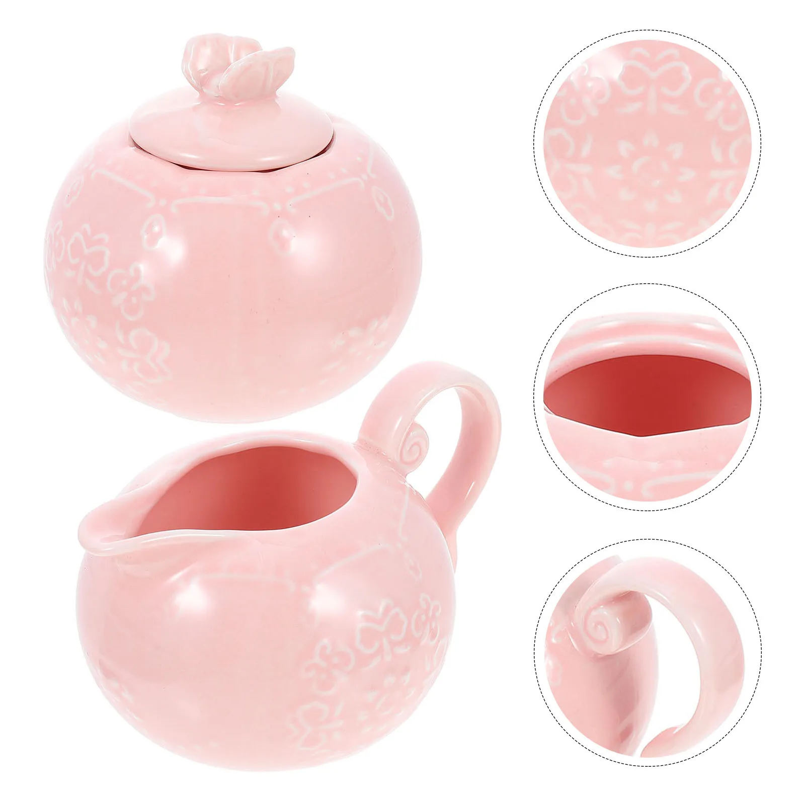 

1Set Ceramic Milk Kettle and Sugar Jar Set Retro Style Premium Creamer Pitcher for Home Hotel Restaurant Use Exquisite Milk Jug