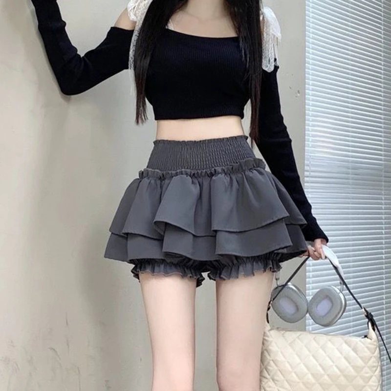 Gidyq White Ballet Skirt Women Korean Kawaii Harajuku Mini Skirt Ladies Y2K Fashion Sexy High Waist A Line Ball Gown Skirt New