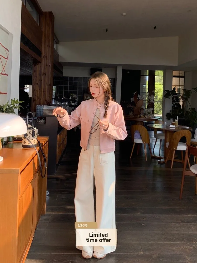 

Ele синие прямые широкие джинсы с высокой талией, хлопковые повседневные брюки для женщин, осенние модные брюки, качественная ткань