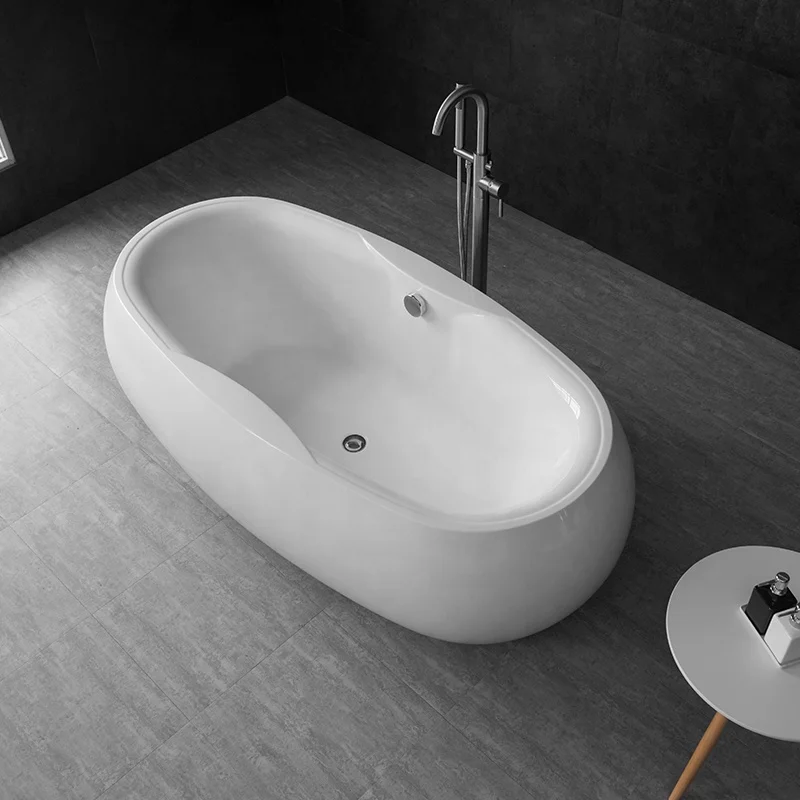 

Factory 1.8m 71'' Inch White Black Acrylic Soaking Bathtub Freestanding Oval Skirts Villa Hotel Gym Spa Bathroom Pod Tub