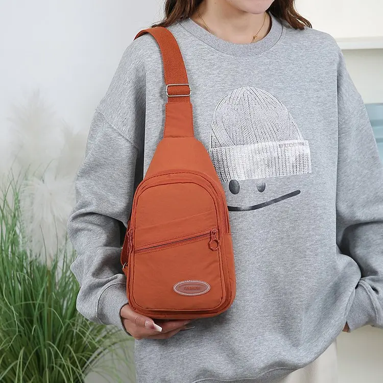 New Women's Nylon Oxford Cloth Chest Bag Waterproof Large Capacity Diagonal Crossbody Backpack Fashionable Single Shoulder Bag