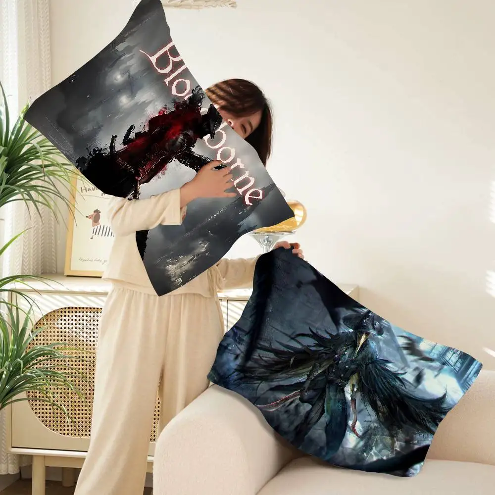 Bloodborne Classic Game Pillow Towel Made of Polyester Non-slip Cartoon Style Breathable Washable Pillowcase for Home Use