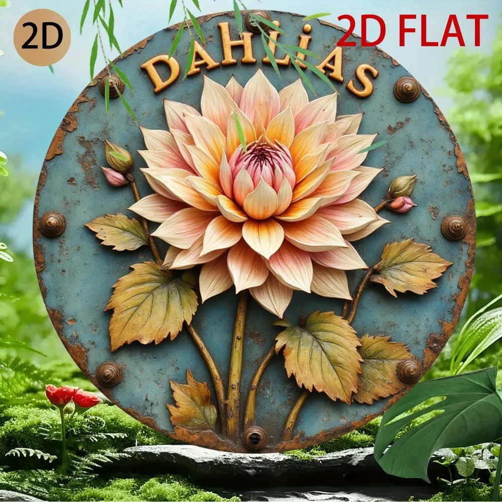 Aluminium-Metallschild 7,87x7,87 Zoll, 2D Runde Vintage-Wanddekoration für Haus und Garten Wandkunst