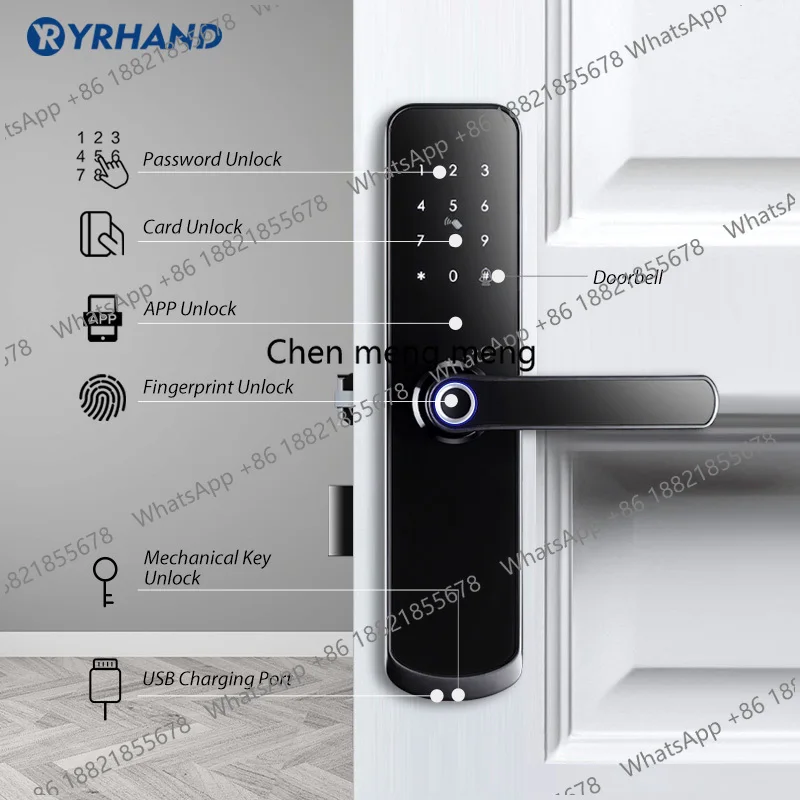 

New X6 Waterproof Tuya smartlife Security Fingerprint Wifi Smart Door Lock With Door Bell For Home Apartment Hotel