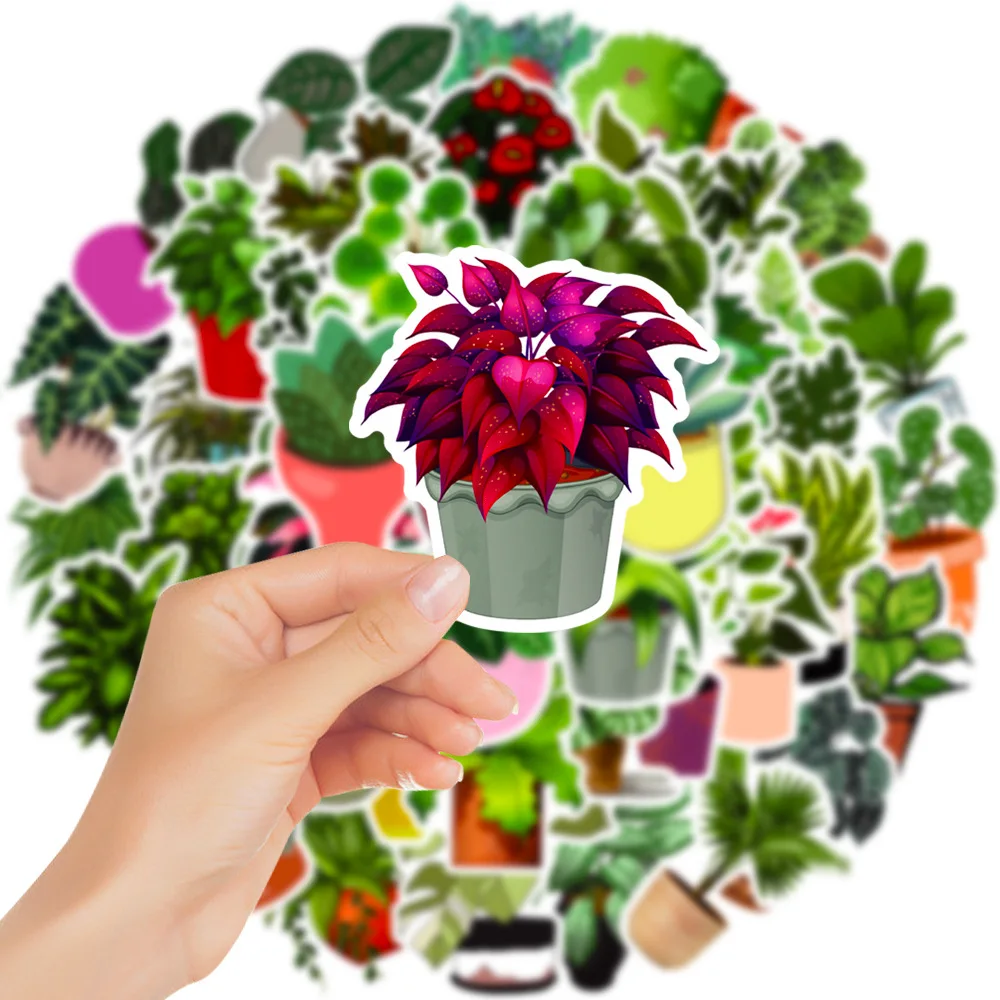 50PCS 만화 화분 스티커 그래피티 아이패드 수하물 헬멧 자동차 DIY 맞춤형 벽 스티커 장난감 장식