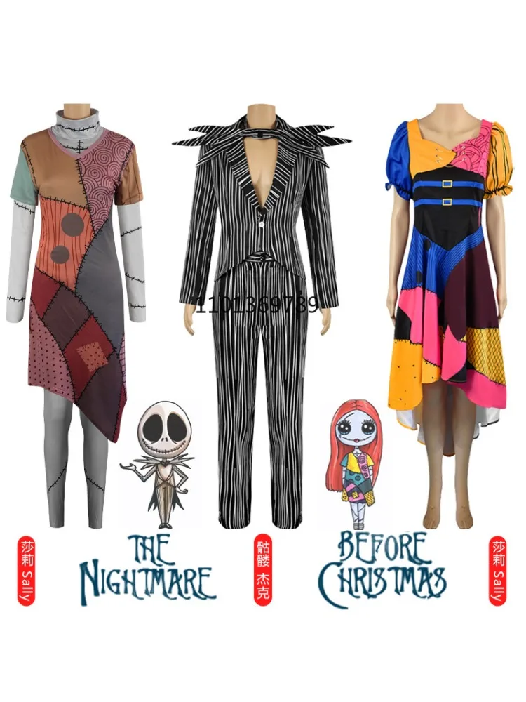 Anime Jack Skellington Cosplay Costume for Adult Christmas nightmare Jack Uniform Clothes Suit Halloween Costumes disfraz mujer