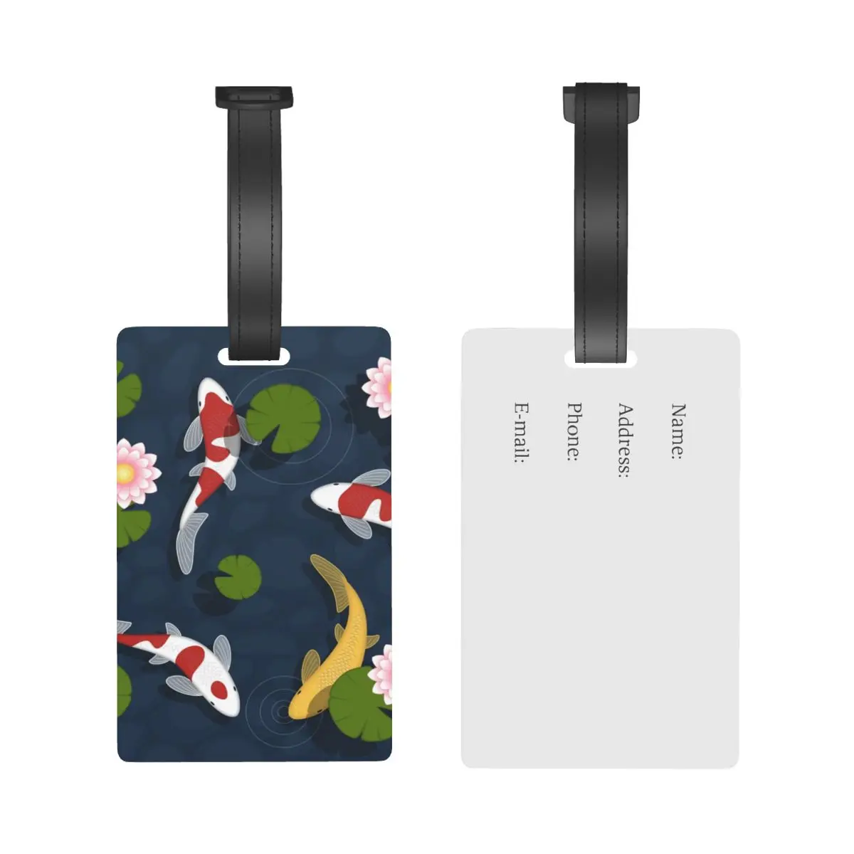 Japanese Koi Fish Pond Luggage Tags Suitcase Accessories Travel PVC Baggage Boarding Tag Portable Label Holder ID Name Address