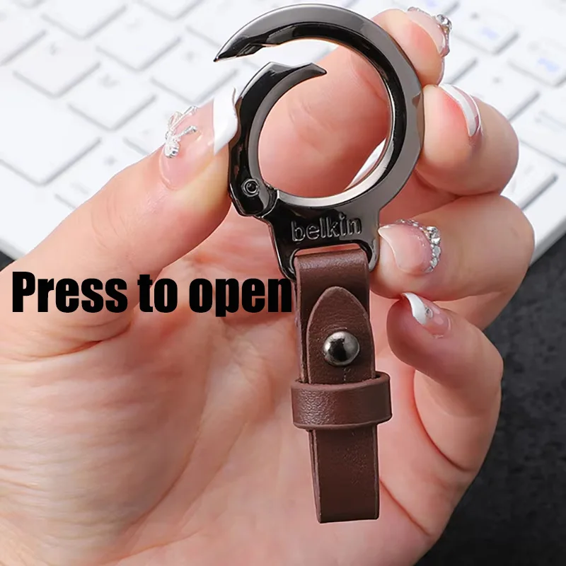 Men Creative Car Buckle Alloy Steel Material Light Luxury Simple Faux Leather High-end Waist Hanging Anti-lost Pendant Keychain