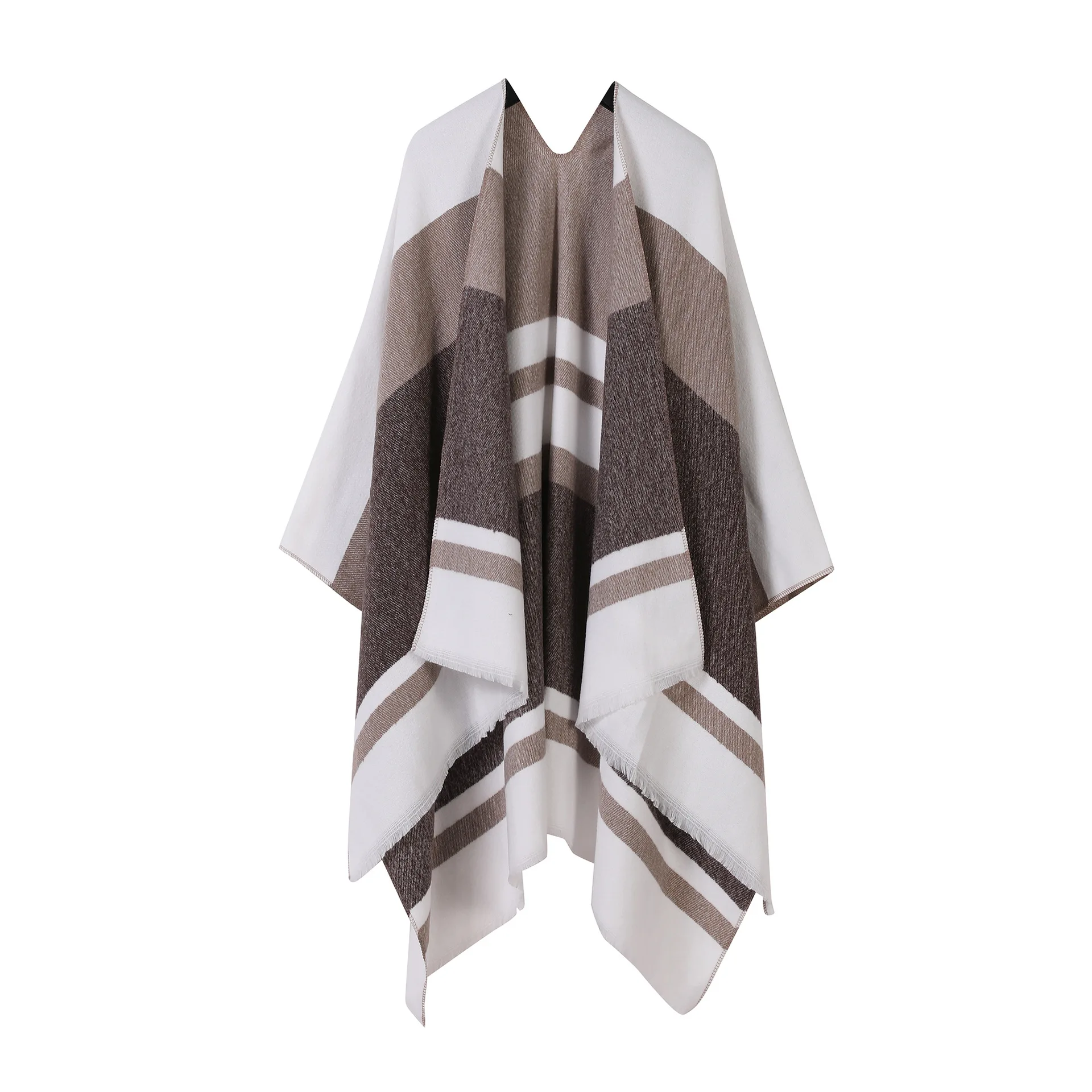 Poncho New Color Blocked Shawl With Decorative Cloak for Outdoor Wear Summer air-conditioned room Nap Blanket Women Cape
