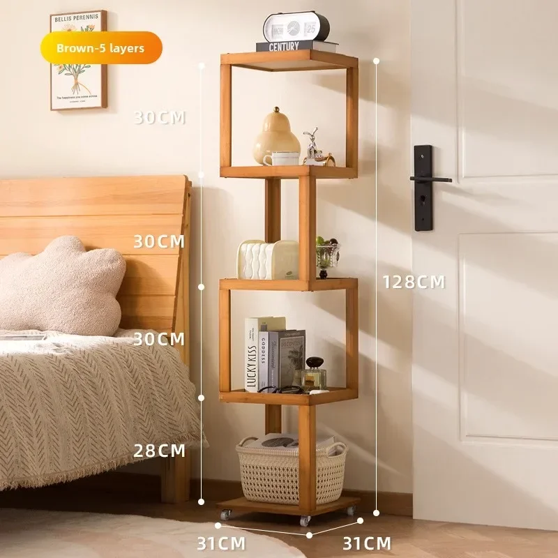

Side Table Coffee Table Movable Living Room Household Small Table Balcony Solid Wood Trolley Side Cabinet