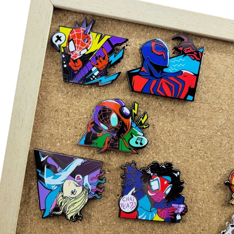 Hot Disney Spidermans Iron-man Brooch Super-Heros Across The Spider-Verse Kawaii Enamel Pins Decorated Backpack Jacket Gifts