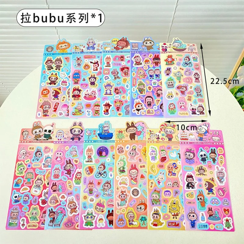 

20/50/100pcs Cartoon Labubu Laser Guka Sticker Cute Handbook Decoration Sticker Mark Children'S Student Stationery Wholesale
