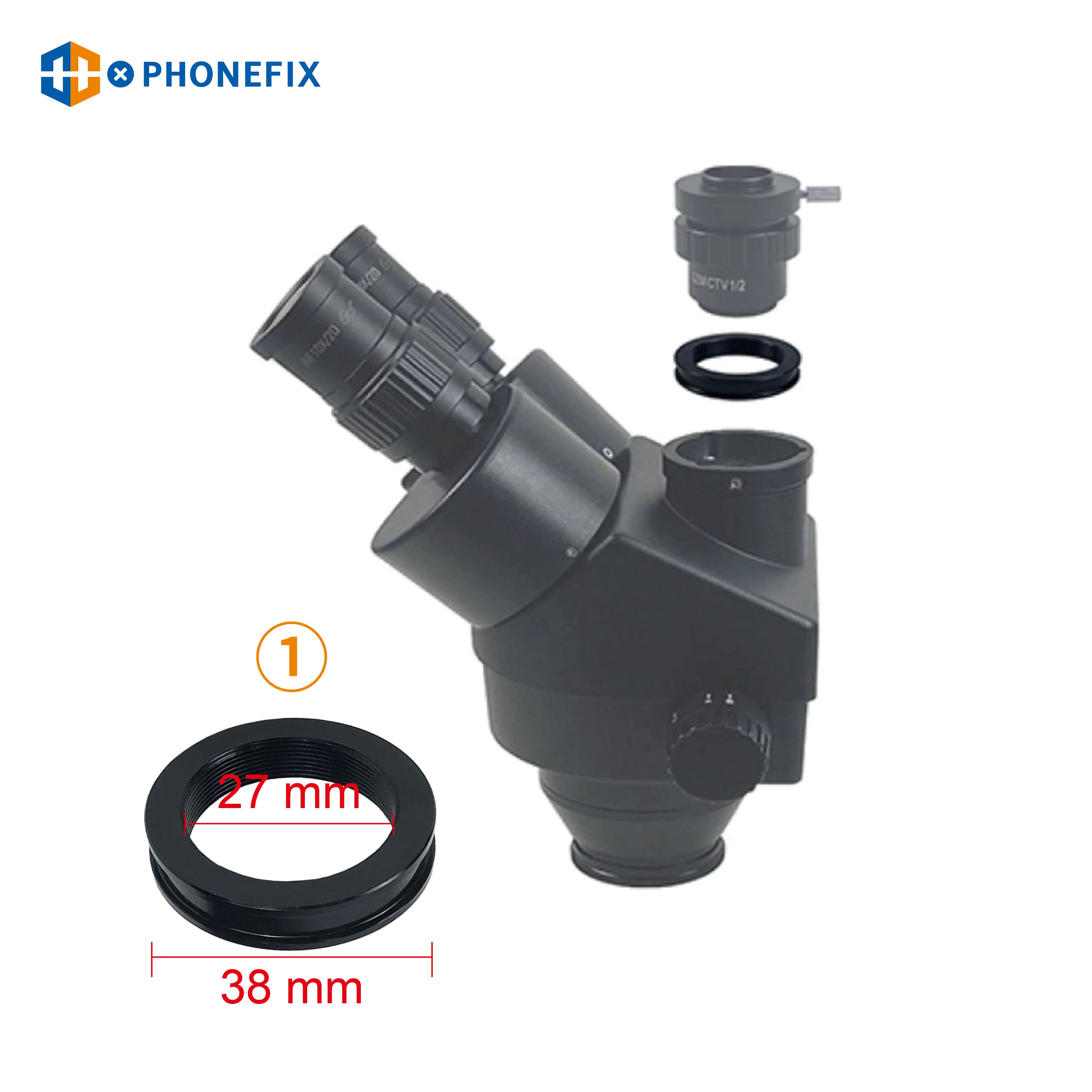 Adaptador de cámara ajustable para microscopio estéreo Trinocular, adaptador de montaje en C de anillo 1X 0,35x 0,5X, Instalación en C
