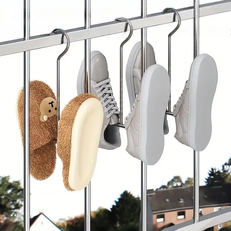 1pcs Stainless Steel Shoe Racks Multifunctional Simple Windproof Shoe Hooks Household Outdoor Hat Slippers Storage Hooks