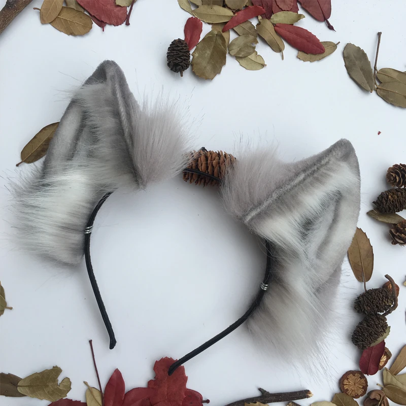 

Custom HandMade Wolf Ear Hairhoop Hairband Headwear KC Lolita Cosplay Game Costume Accessories Earrings Gifts