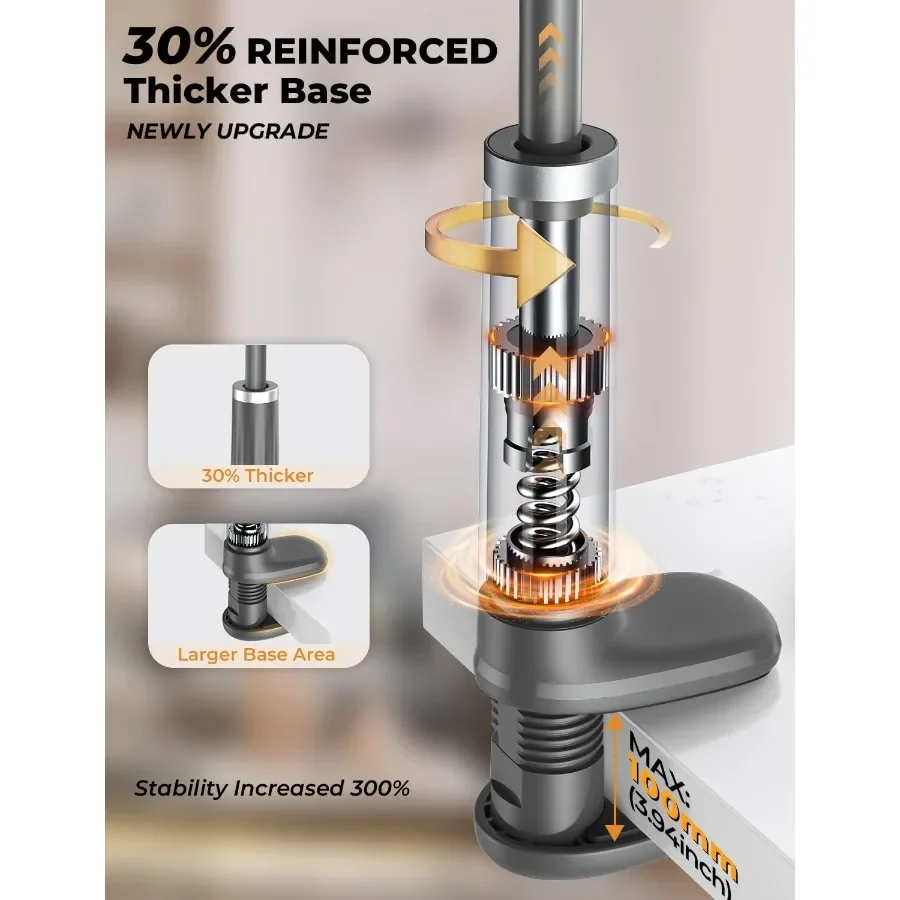 グースネック式スマホホルダー タブレットスタンド ベッド用：【回転ベース】調節可能なフレキシブルレイジーアーム、2つのクリップ付き スマホ・タブレットホルダー マウントC