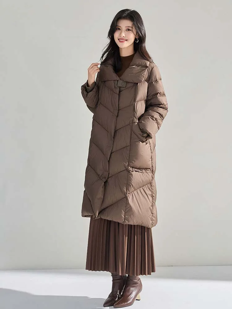 Mode Rollkragen unten jacke frauen 2025, Winter Dicke warme Lange puffer mantel Übergroßen Luxus Weibliche oberbekleidung INKEO DJ 527