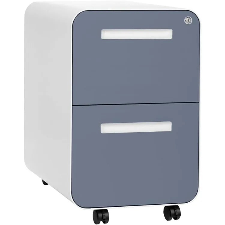 Stockpile 2 Drawer Mobile File Cabinet with Lock - Under Desk Metal Filing Cabinet, Legal/Letter File Folders