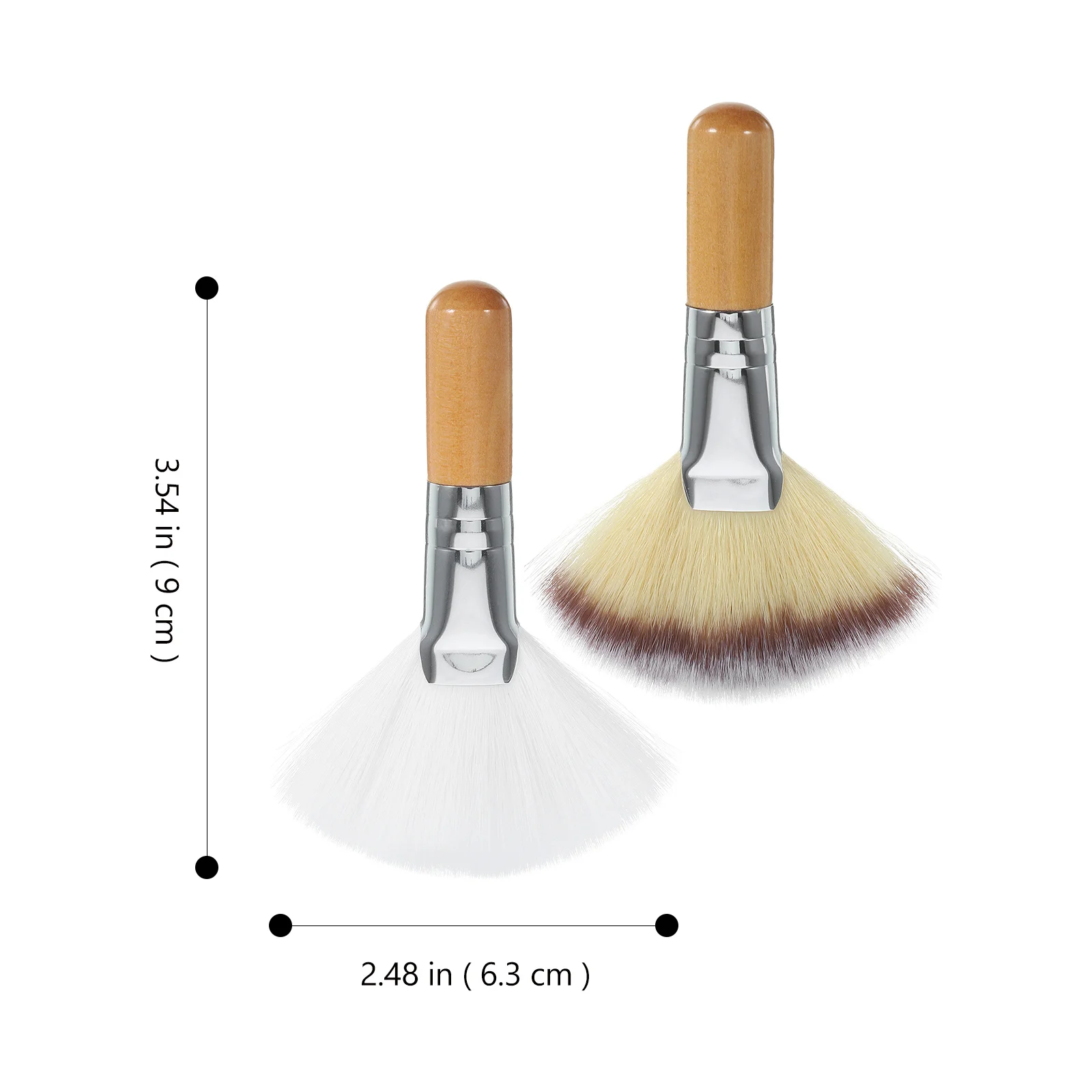 2 uds cepillo para polvos sueltos ajuste de polvo cepillo de Maquillaje Facial ventilador rubor Facial herramienta para resaltar textura fina Material seguro mujeres