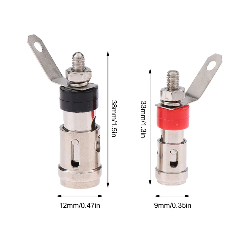 High Quality 2PCS Nickel Plated 2/4mm L Banana Audio Plug Jack Socket Connector Amplifier Terminal Spring Loaded Binding Post