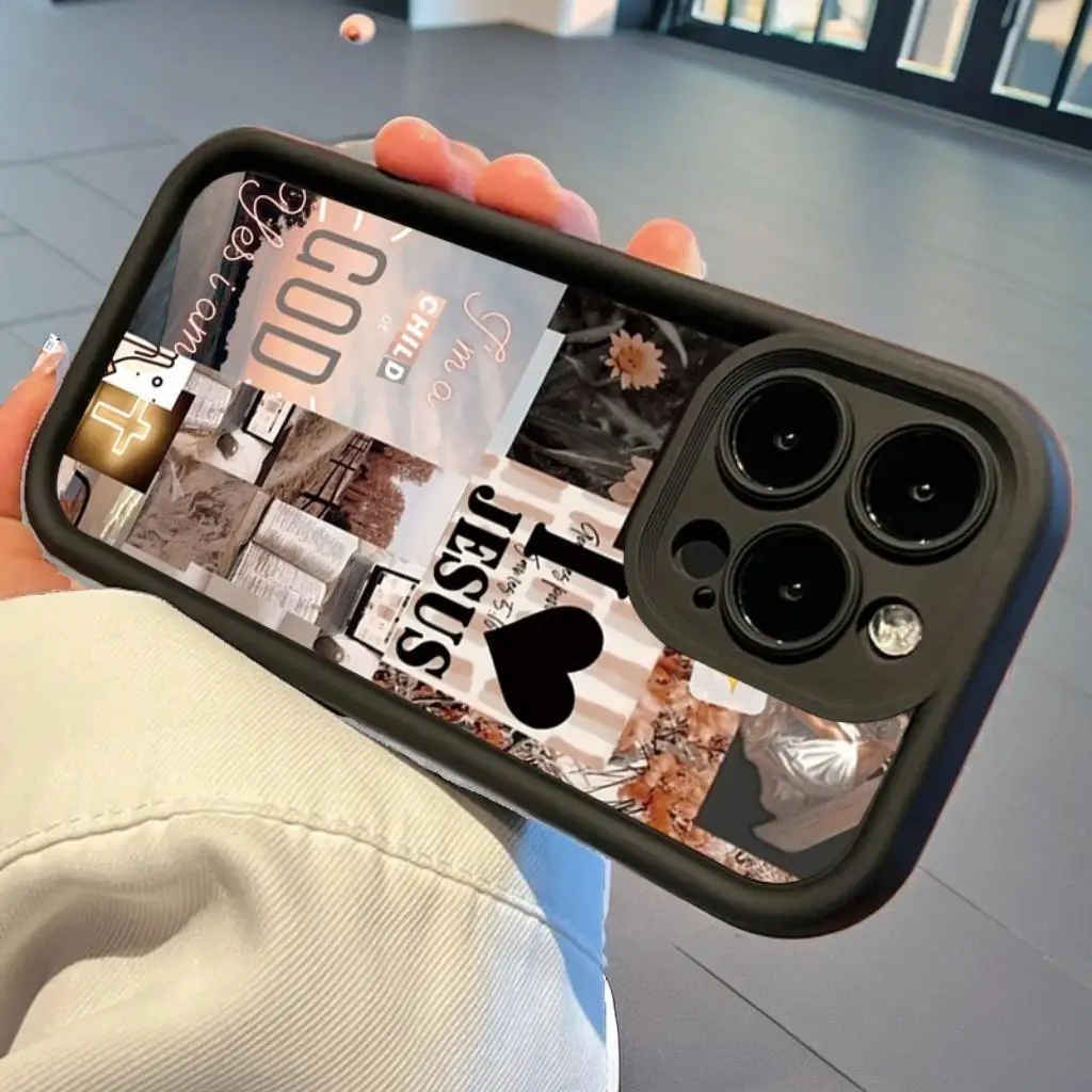 يسوع الكولاج نمط سميكة للصدمات جراب هاتف آيفون 16 برو ماكس 16 15 14 13 12 11 برو ماكس X XR XS 7 8 16 زائد SE2 غطاء #5