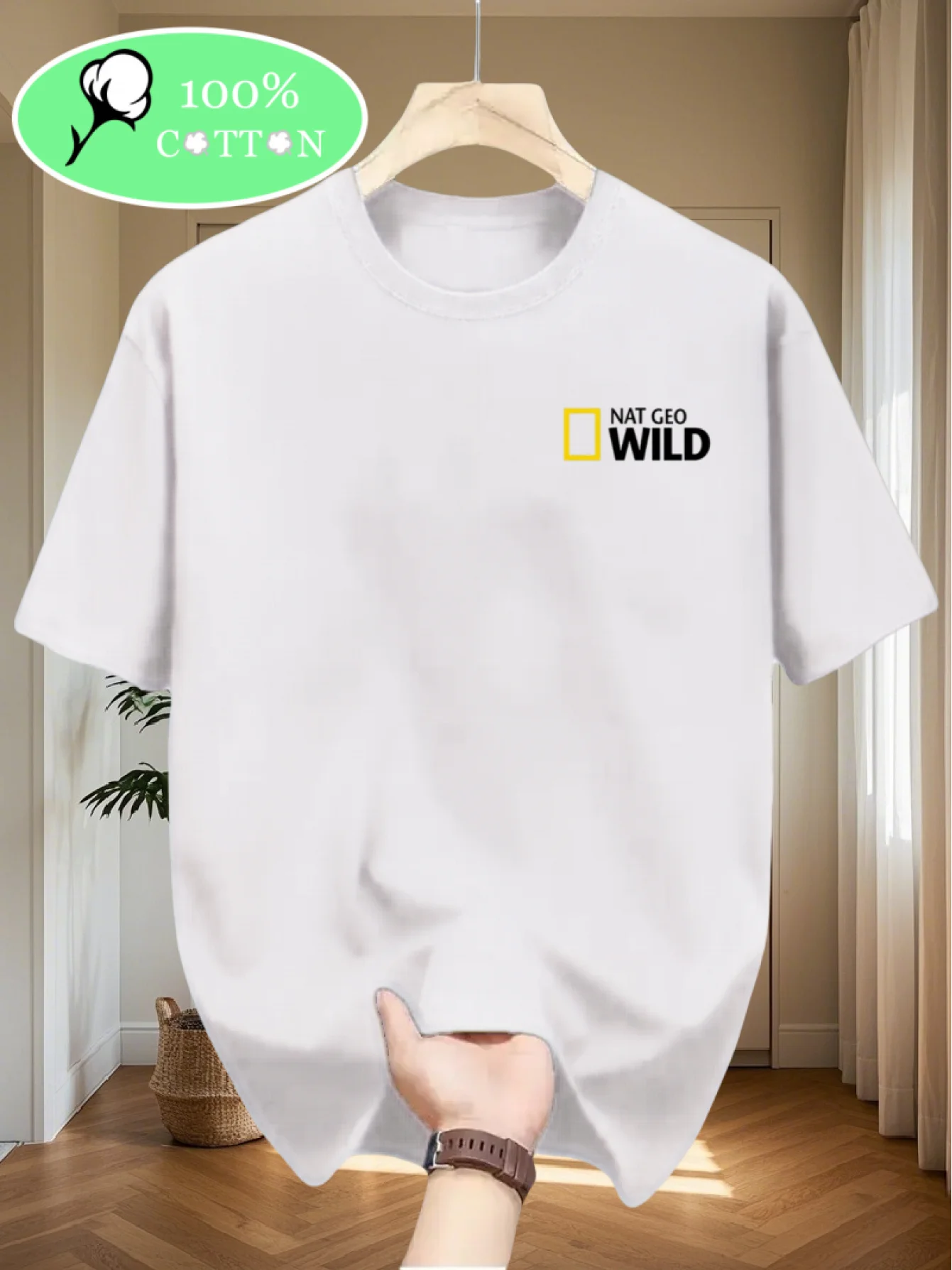 Summer 100% pure cotton men's casual loose fashion letter pattern printed comfortable sports short sleeved round neck T-shirt