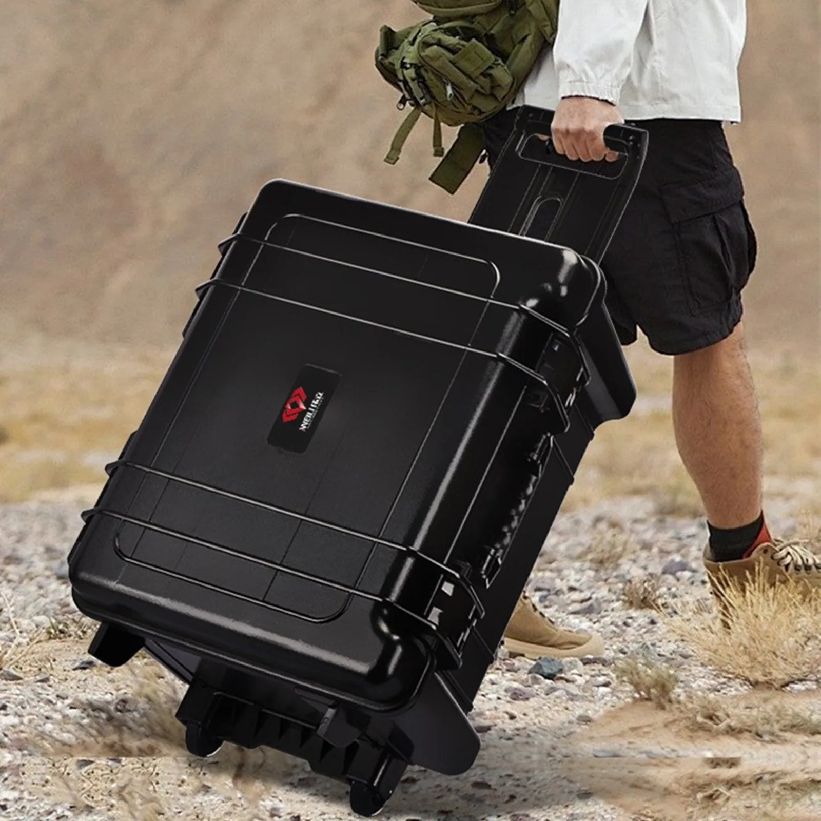 

Прочный 2-колесный кейс-тележка для инструментов с защитой, герметичный ящик для хранения, уличный дорожный ящик для инструментов