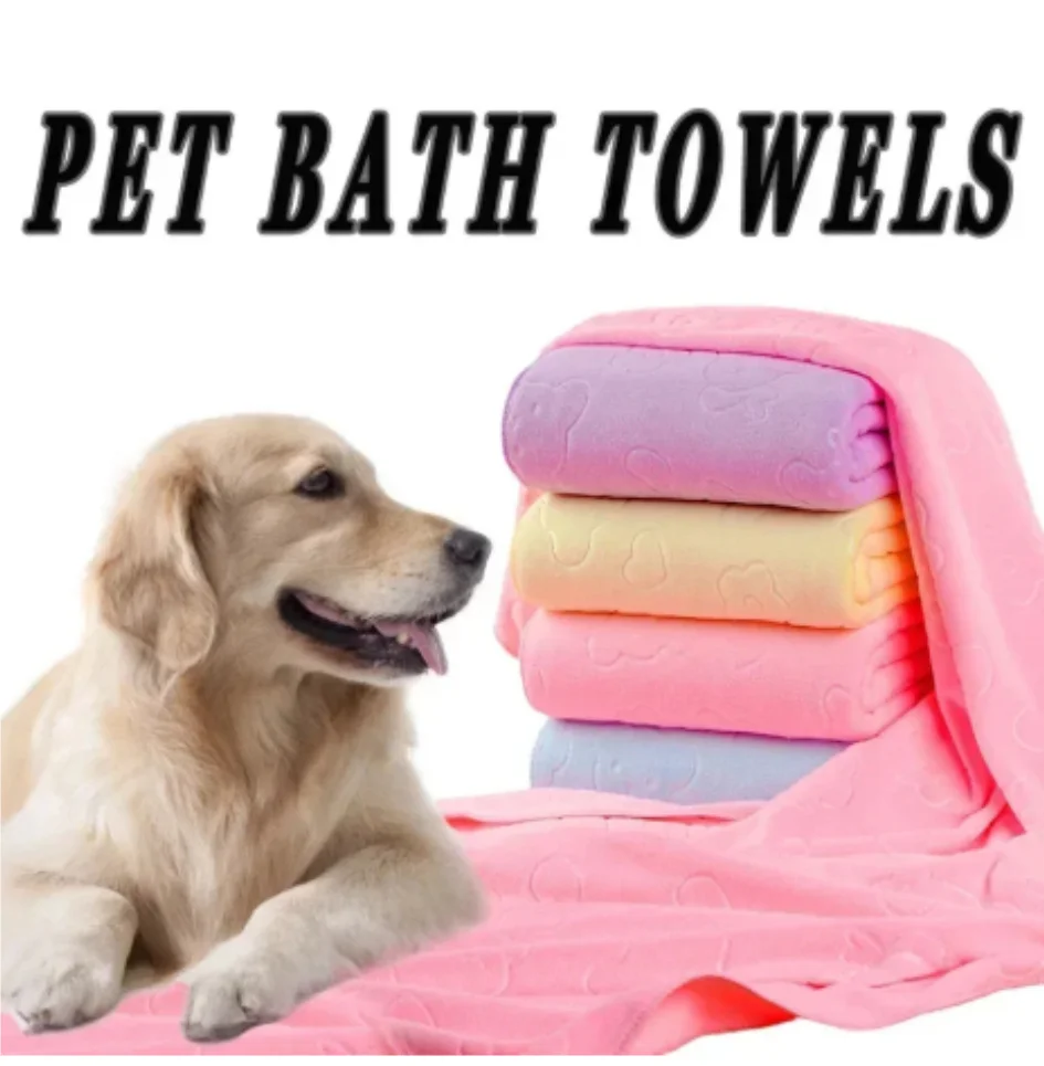 Quick Drying Dog and Cat Towels Soft Fiber Towels Absorbent Bath Towel Pet Bathrobe Convenient Cleaning Towel Pet Supplies