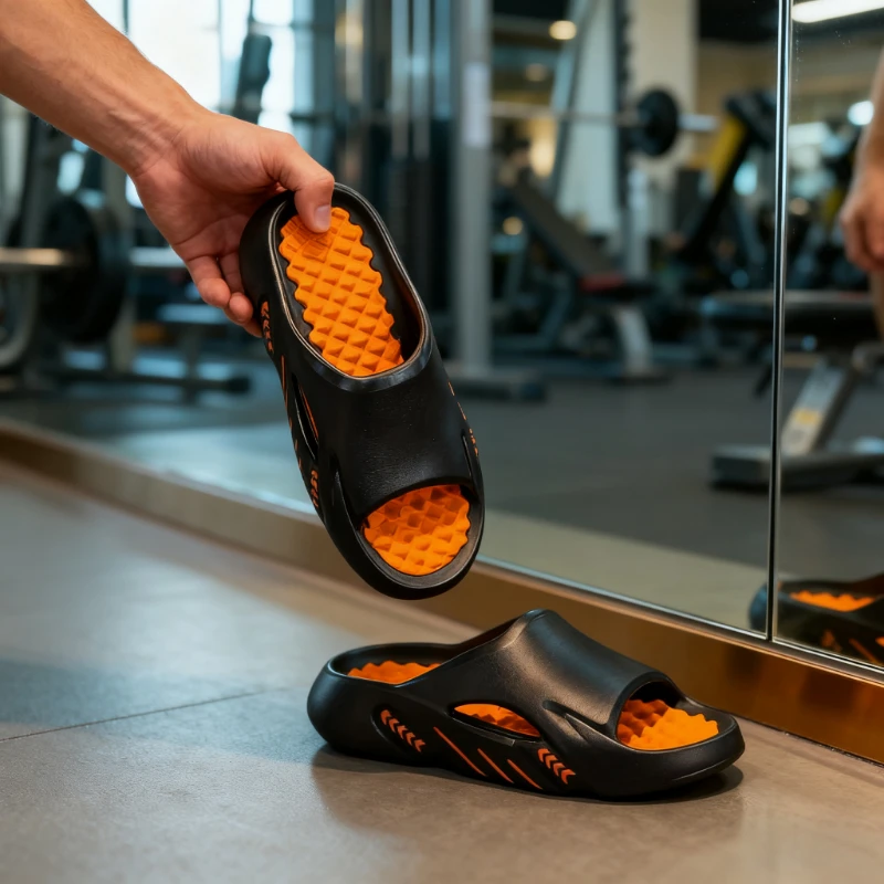 Comodi sandali scorrevoli da uomo per la spiaggia e la casa Suola antiscivolo Design leggero Pantofole da bagno per doccia Calzature estive