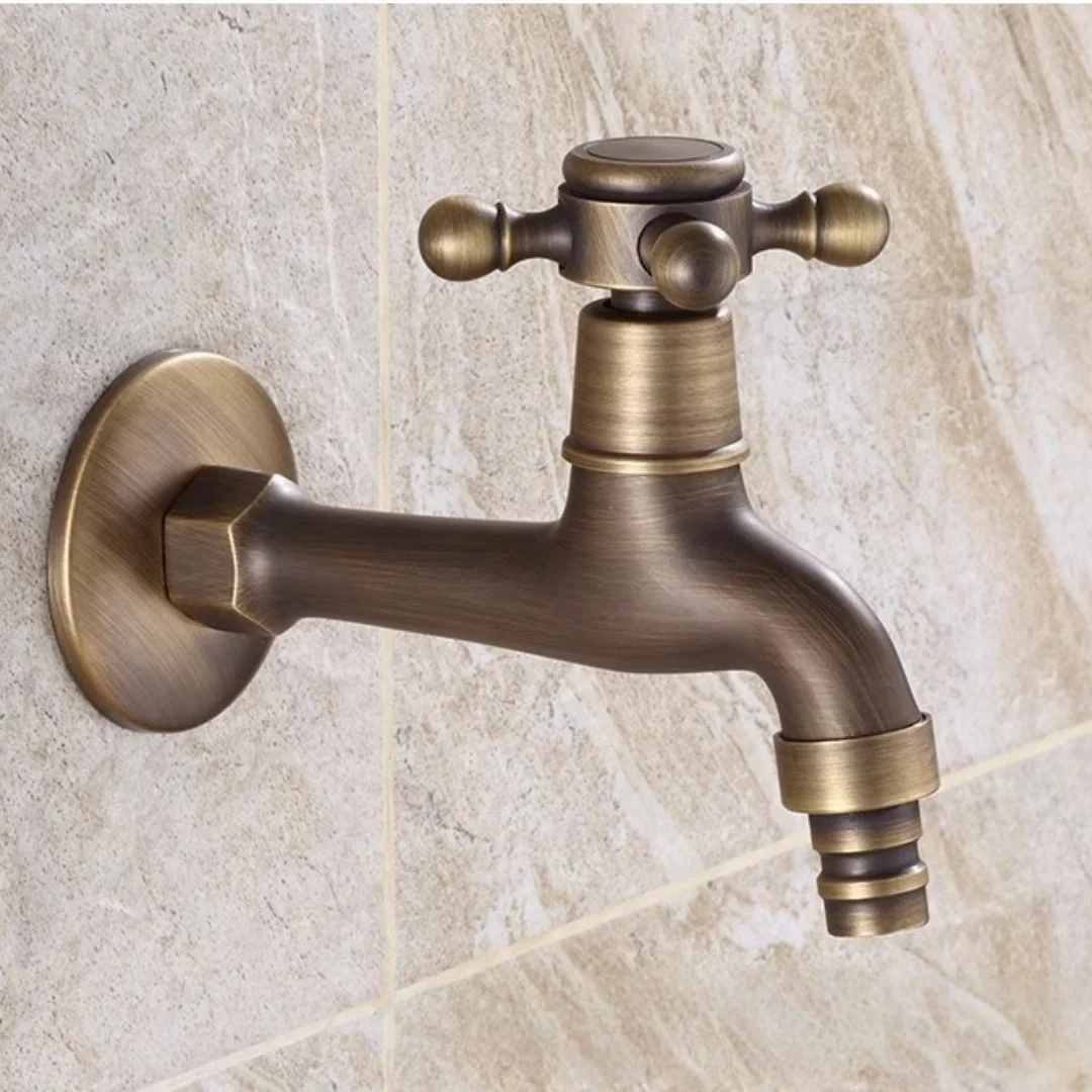 Antique Washing Machine Faucet Only Cold Water Brass Outdoor Faucet Wall Mount Black Garden Faucet Brass Bathroom Corner Faucet