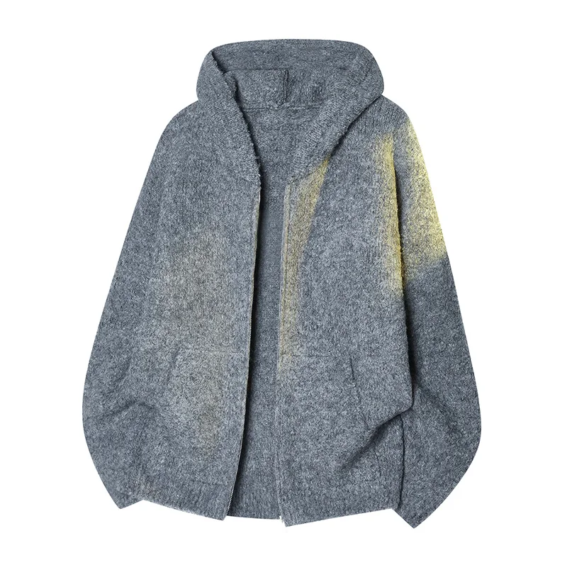 

Новый теплый мужской кардиган-пальто с капюшоном из мягкого трикотажа, тяжелый вес, комфортный, с длинными рукавами, из полиэфирного волокна