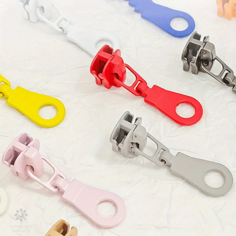 5# Colorful Resin Zipper Pulls 10 pcs Round Slider Heads for Clothing Coats Uniforms Sewing Tools