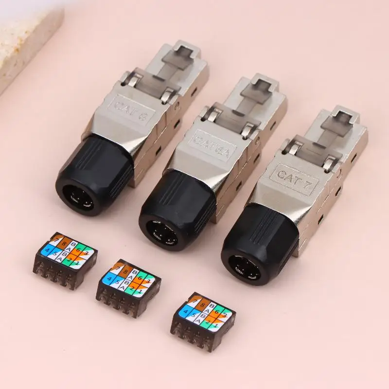 1Pc RJ45 Cat8 Cat7 Cat6A Connector Shielded Toolless Modular Termination Plug 2000MHz 40G LAN Cable For 22AWG-24AWG
