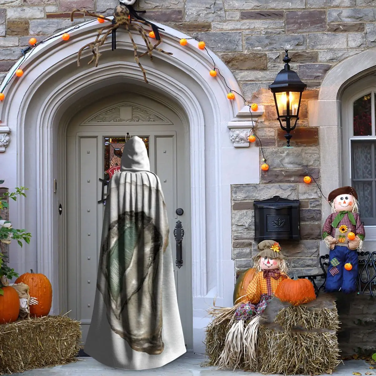 おいしい牡蠣ロングフード付きマント魔女中世コスチュームコスプレケープハロウィンコート大人ユニセックス