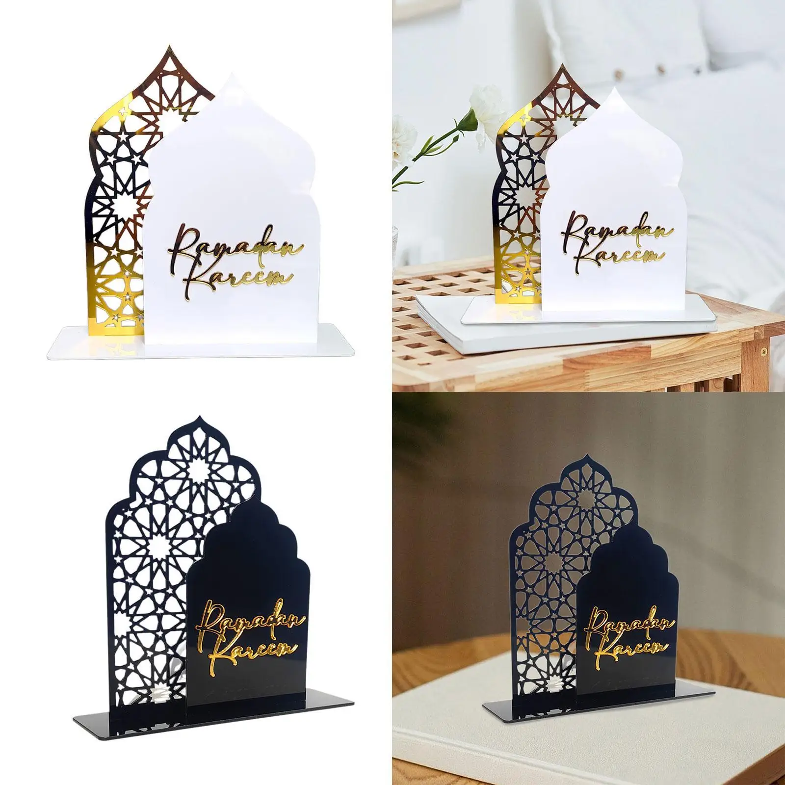 Eid Mubarak Decoration Castle Table Sign Acrylic Party Centerpiece for Home Office Living Room