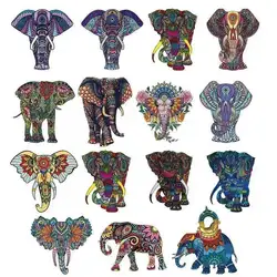 New Thai Faith In Flower Elephants Heat Transfer DIY Men's T-shirt Sticker Iron On Patches Striped Print Personality Decoration