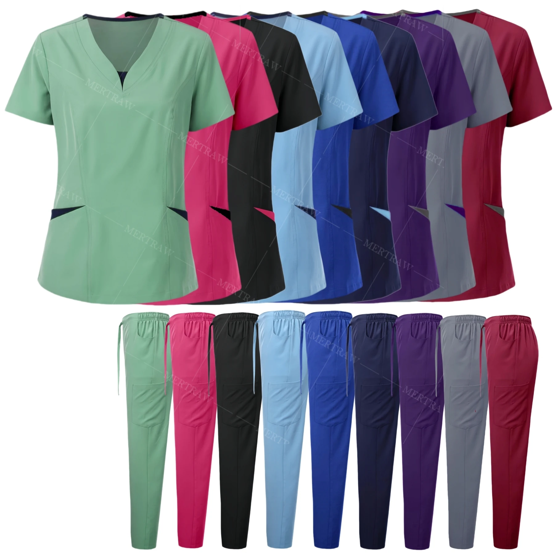 

Scrubs Medical Uniforms Woman Unisex Short Sleeved Pharmacy Nurse Uniform Hospital Doctor Workwear Surgical Set Nursing Uniforms