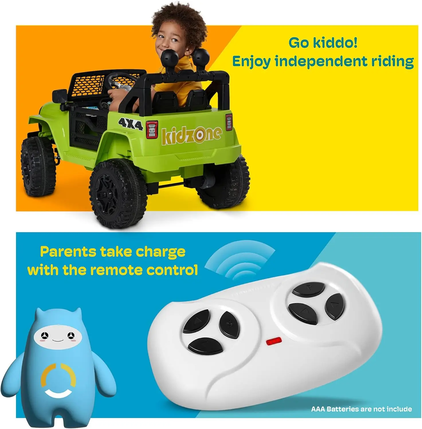 Ride On Truck Vehículo de juguete eléctrico para niños con batería de 12 V con placa de matrícula DIY, cuádruple de 4 ruedas, control remoto para padres, M