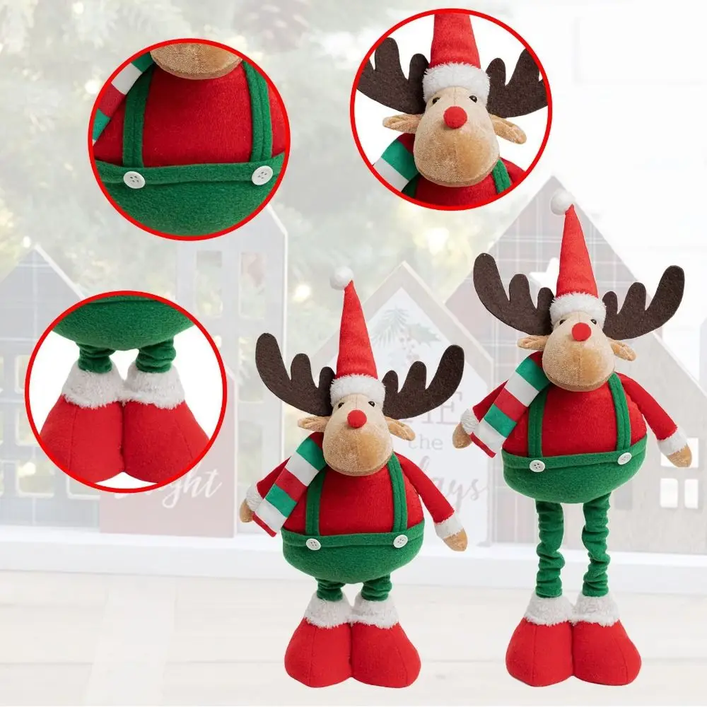 大きな引き込み式の伸縮式クリスマス人形、かわいい立っている装飾品、赤と緑のエルク、サンタクロース