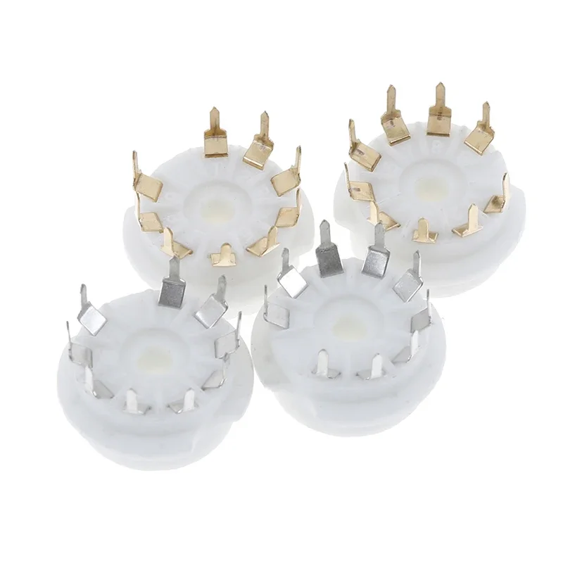 1Pc Gold Plated 9pin Pcb Ceramic Tube Socket Valve Base For 12AX7 12AU7 ECC83