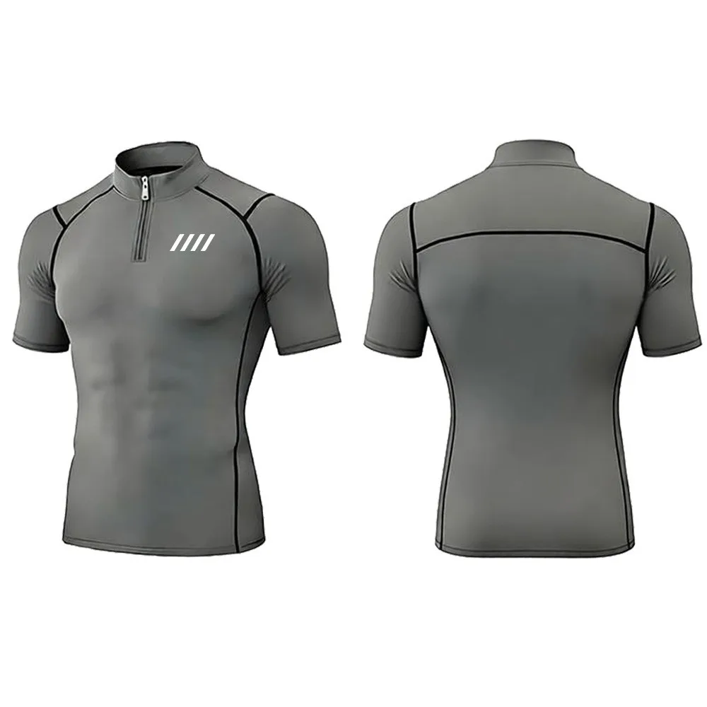 Men'S T-Shirt High Neck Polo Shirt Round TShirt Long Short Sleeves Gym Training Outdoor Running Bodybuilding T Tees
